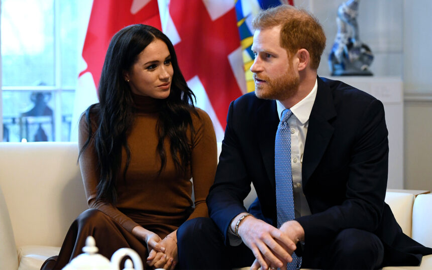 Britain's Prince Harry and Meghan, Duchess of Sussex during a visit to Canada House in London, January 7, 2020. (Daniel Leal-Olivas/Pool Photo via AP)