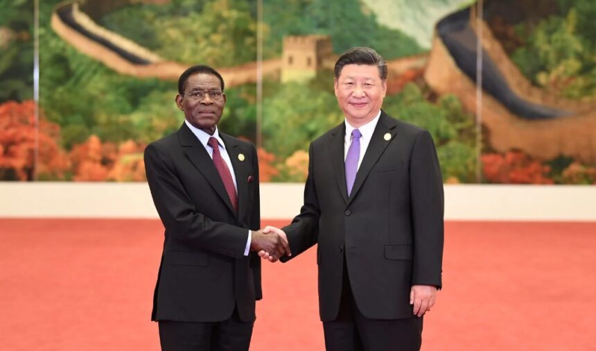 Equatorial Guinea President Teodoro Obiang Nguema Mbasogo with Chinese President Xi Jinping