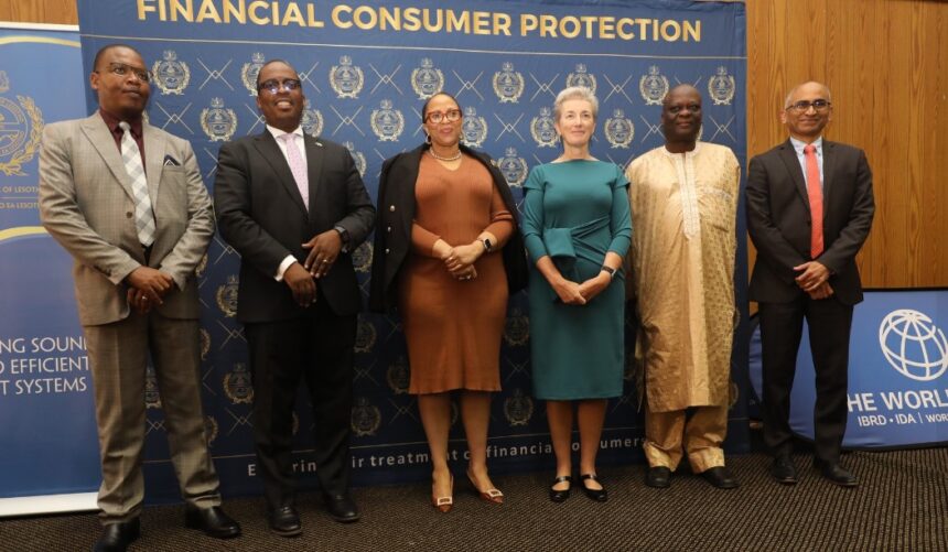 Lesotho's Finance Minister, Dr. Rets'elisitsoe Matlanyane, The EU Ambassador, H.E. Paola Amadei and other stakeholders. Photo: Central Bank of Lesotho