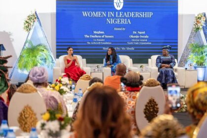 The Duchess was speaking at an event about women in leadership CREDIT: Marvellous Durowaiye/Reuters