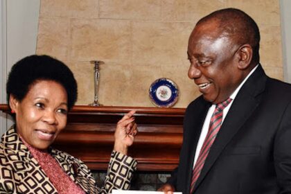 Retired Constitutional Court Justice Yvonne Mokgoro with President Cyril Ramaphosa