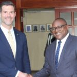 Hon. Mulambo Haimbe, SC, M.P, Minister of Foreign Affairs and International Cooperation received His Excellency Mr. Johan Forssell, Minister for International Development Cooperation and Foreign Trade of Sweden, at Charter House, in Lusaka. Photo: MoFAIC Zambia