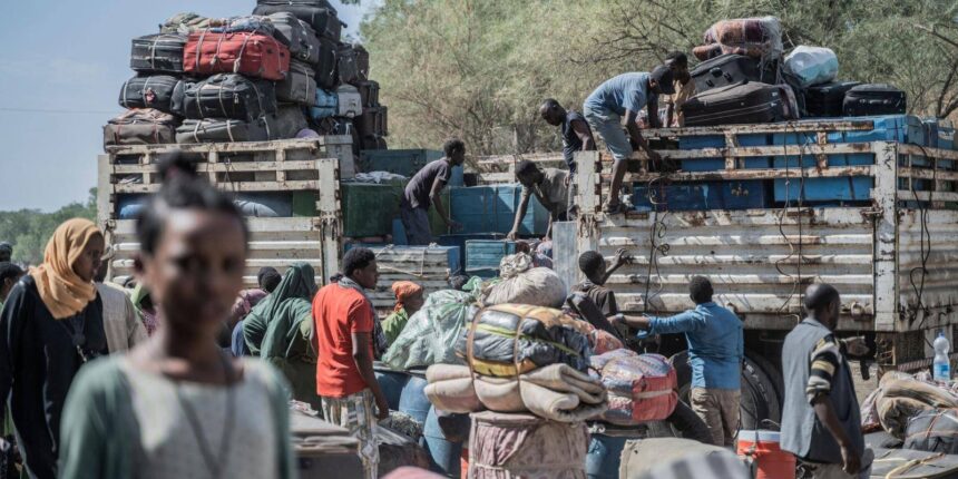 Refugees at the border with Ethiopia fleeing Sudan’s civil war. As the conflict worsens, those still in Sudan risk famine. Photo: Amanuel Sileshi / AFP via Getty Images