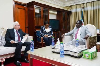 JUBA, June 10, 2024 — (MFA&IC) H.E. Erdem Mutaf, Türkiye's Head of Mission to the Republic of South Sudan, paid a courtesy visit to Hon. Amb. Monday Semaya Kumba, the Deputy Minister of Foreign Affairs and International Cooperation. Photo: MoFAIC South Sudan