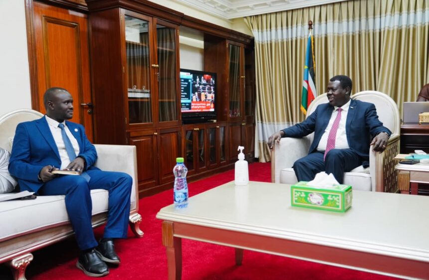 JUBA, 13 June 2024 (MFA&IC) — The Deputy Minister of Foreign Affairs and International Cooperation, Hon. Amb. Monday Semaya Kumba, met with David Kwaje, Head of Mission of the Intergovernmental Authority on Development (IGAD), to reinforce cooperation between South Sudan and IGAD. Photo: MoFAIC South Sudan