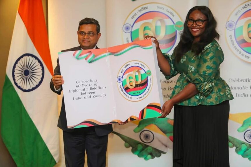 Ms. Etambuyu Anamela Gundersen, Permanent Secretary International Relations and Cooperation graced the Joint Launch of the Logo celebrating 60 years of diplomatic relations between India and Zambia on 11th June, 2024, in Lusaka.