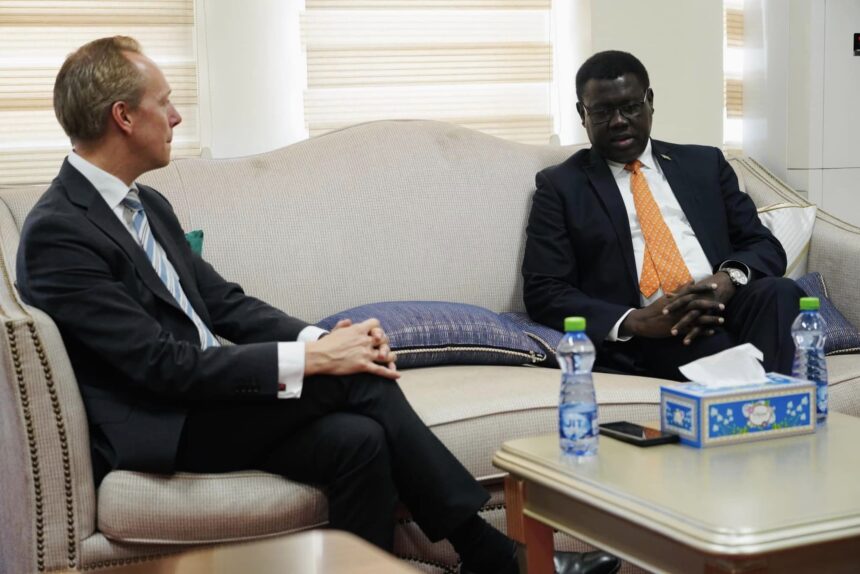 Juba, 20th June 2024 (MFA&IC) – The Deputy Minister of Foreign Affairs and International Cooperation, Hon. Amb. Monday Semaya Kumba, engaged in discussions to deepen bilateral ties between Juba and Stockholm as Sweden concludes its diplomatic representation in Juba.
