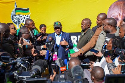 ANC's Secretary General, Cde Fikile Mbalula addressed members of the media on the sidelines of the Special ANC NEC meeting. Photo: X/@MYANC