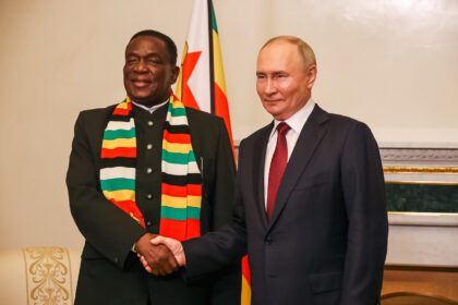 Zimbabwean President Emmerson Mnangagwa on Friday with Russian President Vladimir Putin. Photo: X/@edmnangagwa