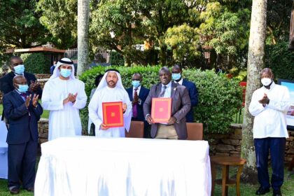 The signing of a Memorandum of Understanding between Uganda and the Sharjah Chamber of Commerce led by their Chairman, H.E Abdallah Sultan Al Owais for the construction of Kidepo International Airport in Karamoja. Photo: X/@KagutaMuseveni