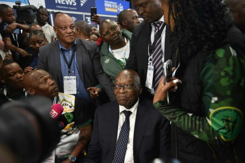 MK party leader Jacob Zuma at the IEC Results Centre in Midrand on Saturday evening, 1 June 2024. Picture: Nigel Sibanda/ The Citizen