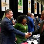 DA leader John Steenhuisen and President Cyril Ramaphosa at the CTICC. (Supplied/GCIS)