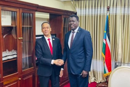 JUBA, 12 June, 2024 (MFA&IC) In a significant move to bolster bilateral relations, Hon. Amb. Monday Semaya Kumba, Deputy Minister of Foreign Affairs and International Cooperation, met with H.E. Nebil Mahdi Abdullahi, Head of Mission of the Federal Democratic Republic of Ethiopia. Photo: MoFAIC South Sudan