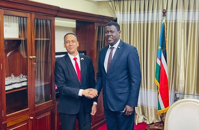 JUBA, 12 June, 2024 (MFA&IC) In a significant move to bolster bilateral relations, Hon. Amb. Monday Semaya Kumba, Deputy Minister of Foreign Affairs and International Cooperation, met with H.E. Nebil Mahdi Abdullahi, Head of Mission of the Federal Democratic Republic of Ethiopia. Photo: MoFAIC South Sudan