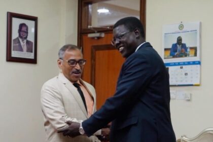 Juba, June 3, 2024 (MFA&IC) - The Deputy Minister of Foreign Affairs and International Cooperation of South Sudan, Hon. Amb. Monday Semaya Kumba, met with the Head of Mission of India to South Sudan, H.E. Ambassador Vishnu Kumar Sharma, to discuss strengthening bilateral relations between the two countries.