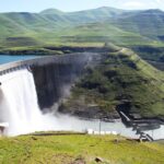 The Katse Dam, a concrete arch dam on the Malibamat'so River in Lesotho, is Africa's second largest double-curvature arch dam.