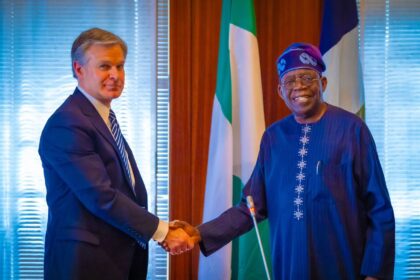 Nigerian President Bola Ahmed Tinubu and FBI Director Christopher Wray. Photo: Nigerian State House.