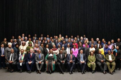 President Cyril Ramaphosa and newly appointed Ministers. Photo: GCIS