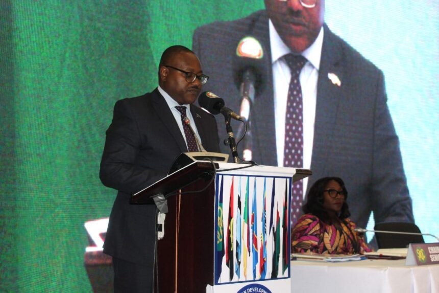 Hon. Mulambo Haimbe, SC, M.P, Zambia's Minister of Foreign Affairs and International Cooperation speaking to all Member States of the Southern African Development Community (SADC). Photo: MoFAIC Zambia