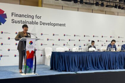 Ambassador of The Kingdom of Lesotho to the Federal Democratic Republic of Ethiopia, H.E Ntšiuoa Sekete speaking at the Sustainable Development Preparatory Conference in Addis Ababa, Ethiopia.Photo: MoFAIR Lesotho