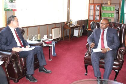 Hon. Mulambo Haimbe, SC, M.P, Minister of Foreign Affairs and International Cooperation received Mr. Wang Sheng, Charge d'Affaires of the Embassy of the People’s Republic of China, in Lusaka. Photo: MoFAIC Zambia