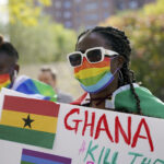 A rally was organised in New York against a controversial bill being proposed in Ghana's parliament that would make identifying as LGBTQIA or an ally a criminal offense punishable by up to 10 years in prison. © AP