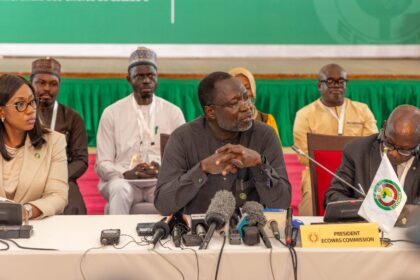 ECOWAS President Omar Alieu Touray addresses the Heads of State and delegates during the Economic Community of West African States (ECOWAS) summit in Abuja, Nigeria July 7, 2024. Photo: X/@ecowas_cedeao
