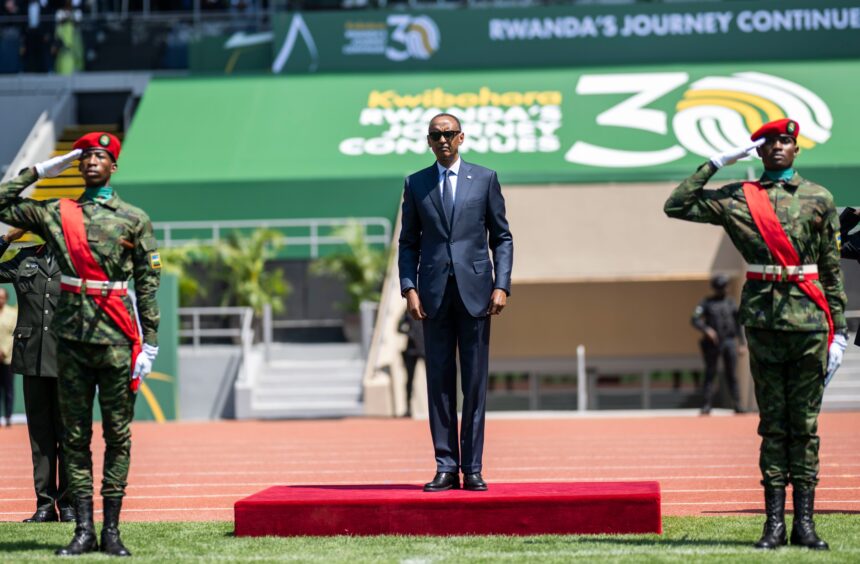 President Kagame arrived at Amahoro Stadium joining thousands of Rwandans and friends of Rwanda for the 30th anniversary of Liberation Day, the day the Rwandan Patriotic Army liberated Kigali and put an end to the Genocide against the Tutsi. Photo: X/@UrugwiroVillage