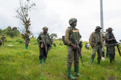 Congolese M23 rebels are seen as before they withdraw from the 3 antennes location in Kibumba, near Goma, North Kivu province of the Democratic Republic of Congo, December 23, 2022. REUTERS/Arlette Bashizi