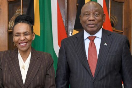 Deputy Chief Justice Mandisa Maya and South African President Cyril Ramaphosa.