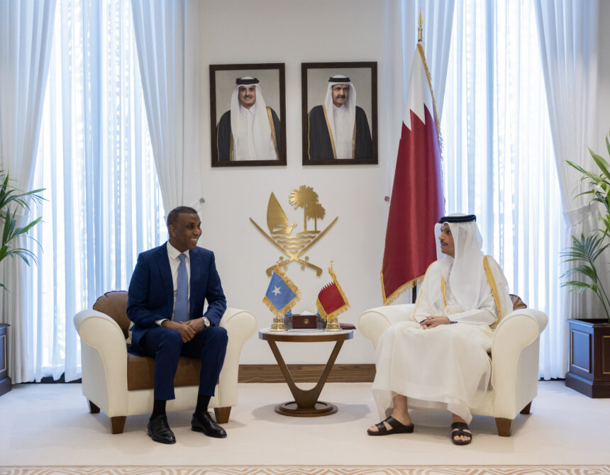 Doha, July 22 HE Prime Minister and Minister of Foreign Affairs Sheikh Mohammed bin Abdulrahman bin Jassim Al-Thani met today with HE Prime Minister of the Federal Republic of Somalia Hamza Abdi Barre