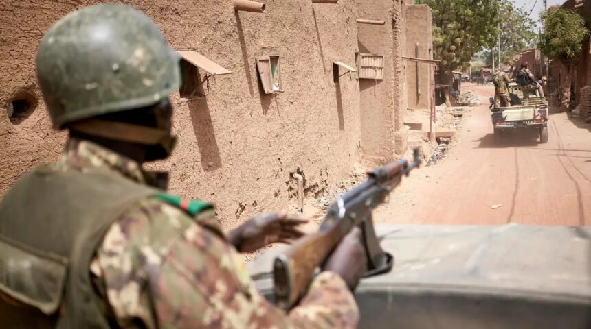Malian army on patrol in the central Malian village of Djenne on February 28 2020. Photo: Michele Cattani/AFP