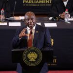South Africa's President Cyril Ramaphosa speaks during his opening of parliament address in Cape Town, South Africa, July 18, 2024. REUTERS/Esa Alexander
