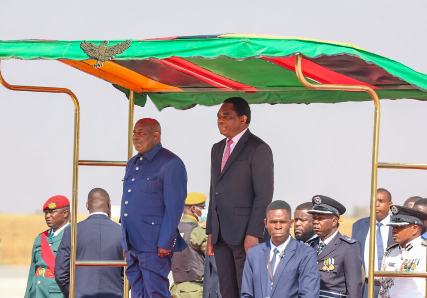 Hakainde Hichilema, President of the Republic of Zambia welcome His Excellency Mr. Evariste Ndayishimiye, President of the Republic of Burundi, and his delegation to Zambia. Photo: MoFAIC Zambia