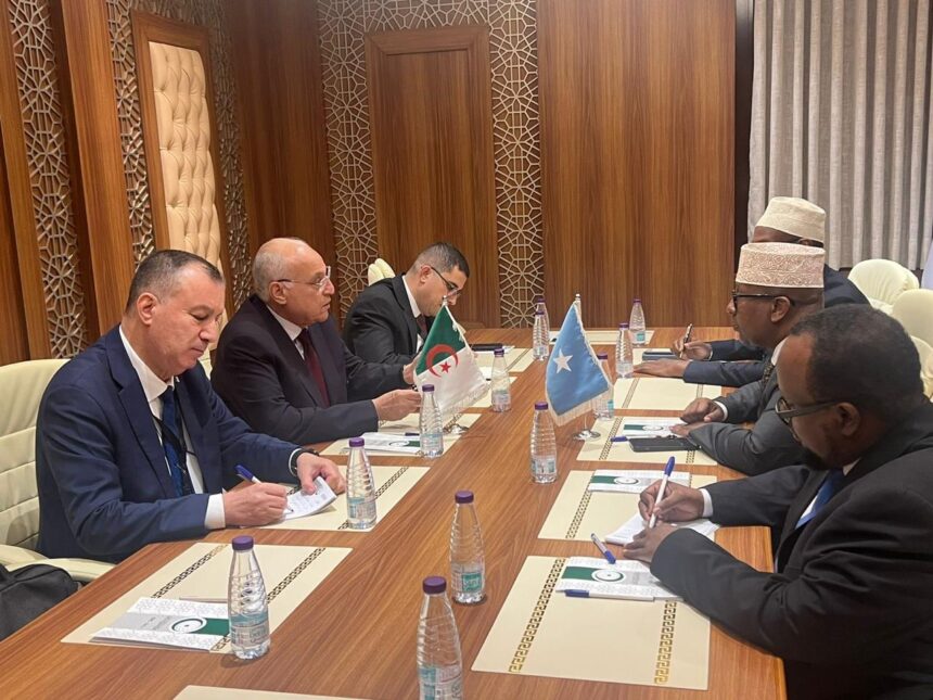 Jeddah , 07 August / April 2024 - Somalia's Minister of Foreign Affairs and International Cooperation, H.E. Ahmed Ma'alam Faqi Ahmed, met on Wednesday, in Jeddah, his counterpart the Minister of Foreign Affairs & National Community Abroad of the Democratic People's Republic of Algeria, H.A. Ahmed Ataf. Photo: MoFA Somalia