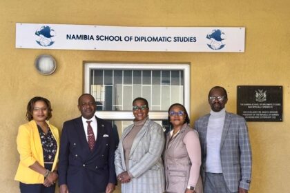Hon. Dr. Peya Mushelenga, Minister of International Relations and Cooperation, on 9 August 2024, paid a surprise visit to the Namibia School of Diplomatic Studies (NSDS), to assess the progress made since the commencement of the lectures. Photo: MoIRC Namibia