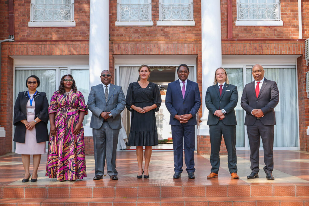 Hakainde Hichilema, ,President of the Republic of Zambia received Letters of Credence from the new Ambassador of the Kingdom of Denmark to Zambia, Her Excellency Ms. Elsebeth Sondergaard Krone. Photo: MoFAIC Zambia
