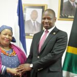 Minister of Foreign Affairs and International Relations, Hon. Lejone Mpotjoana welcomed, the High Commissioner of the Republic of South Africa to Lesotho, Her Excellency, Connie Seoposengwe. Photo: MoFAIR Lesotho