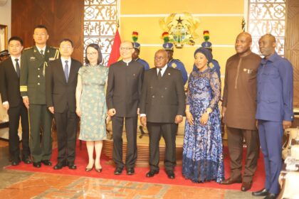 The President of the Republic of Ghana, H.E. Nana Addo Dankwa Akufo-Addo on Tuesday, 13th August, 2024 received the Letters of Credence of, Ambassador of the People’s Republic of China to the Republic of Ghana, H.E. Tong Defa, at a brief ceremony that was held at the Jubilee House in Accra. Photo: MoFARI Ghana