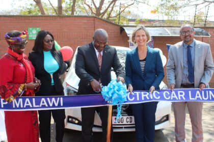Malawian Minister of Energy, Ibrahim Matola unveiling of the very first electric vehicle by the United Nations Development Programme (UNDP) Malawi at their offices in Lilongwe, City Centre.