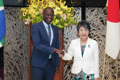 On August 23, FM Kamikawa held a working dinner with Honourable Mr. Ronald LAMOLA, Minister of International Relations and Cooperation of the Republic of South Africa. Photo: MoFA Japan