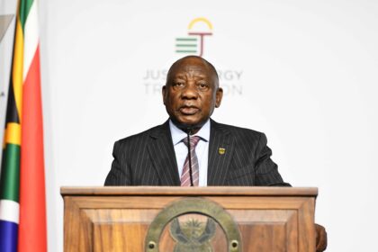 President Cyril Ramaphosa delivers the keynote address during the opening ceremony of the Just Energy Transition (JET) Municipal Conference held at Gallagher Convention Centre in Midrand, Gauteng Province. Photo: GCIS
