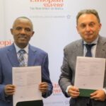 Mesfin Tasew, CEO of Ethiopian Airlines Group with counterpart from Satarem America Inc.