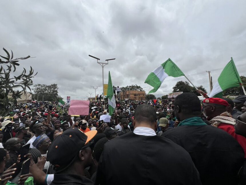 Nigerian Protesters at the End Bad Governance Protest in Lagos, Nigeria
