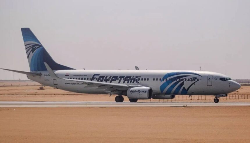 An EgyptAir Boeing 737 aircraft taxis ahead of take-off at Egypt’s Cairo International Airport. [Photo by AMIR MAKAR/AFP via Getty Images]