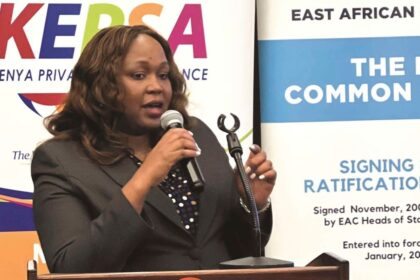 EAC Secretary-General Veronica Nduva addresses the Kepsa-EAC SG Roundtable in Nairobi, Kenya on August 14, 2024. PHOTO | POOL