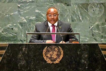 Hon. Mulambo Haimbe, SC, M.P, Minister of Foreign Affairs and International Cooperation addressing the General Debate of the 79th Session of the United Nations General Assembly, at the United Nations Headquarters in New York on Saturday, 28th September, 2024.