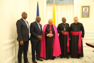 His Excellency Archbishop Henryk Mieczysław Jagodziński, Apostolic Nuncio of The Holy See to Lesotho, presented his Letters of Credence to His Majesty King Letsie III at the Royal Palace in Maseru on October 10, 2024. Photo: MoFAIR Lesotho