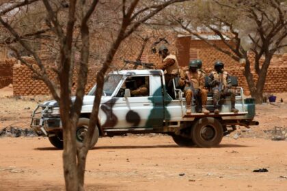 Soldiers from Burkina Faso patrol on the road of Gorgadji in the Sahel area, Burkina Faso March 3, 2019.REUTERS/Luc Gnago/File Photo