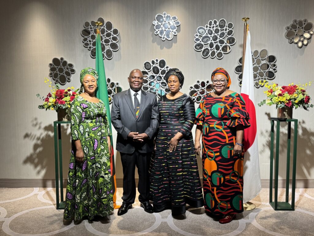 Zambian Ambassador Dr. Tobias Mulimbika with guests at the 60th Independence anniversary celebration in Tokyo. Photo: Zambia Embassy in Tokyo, Japan.